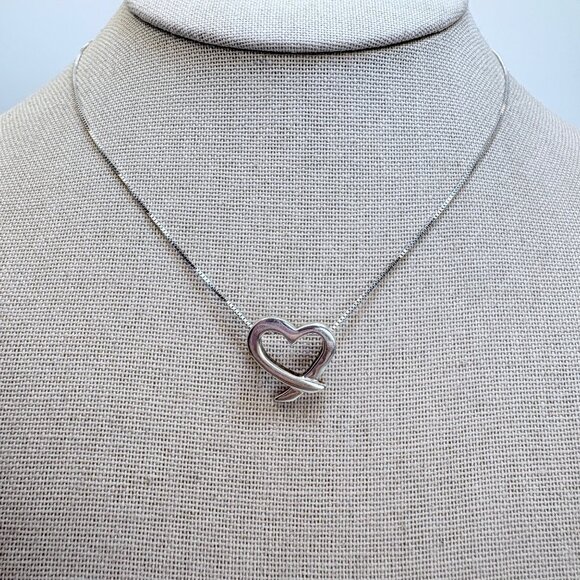 VTG Sterling Silver 925 Open Heart Slide Pendant Necklace Size 18" Length - Picture 2 of 15